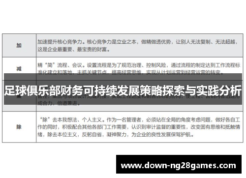 足球俱乐部财务可持续发展策略探索与实践分析 足球俱乐部财务可持续发展策略探索与实践分析